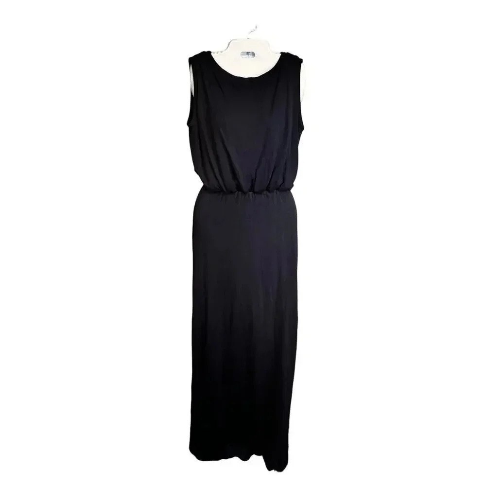 Go Couture Blouson Jersey Knit Navy Blue Maxi‎ Dress Women's L NWOT - Picture 3 of 10